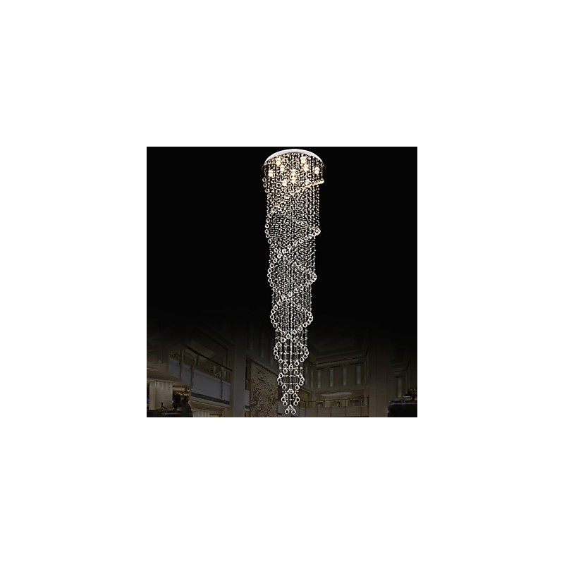 Lustre de plafond, lampe suspendue, luminaires avec cristal K9 à double spirale