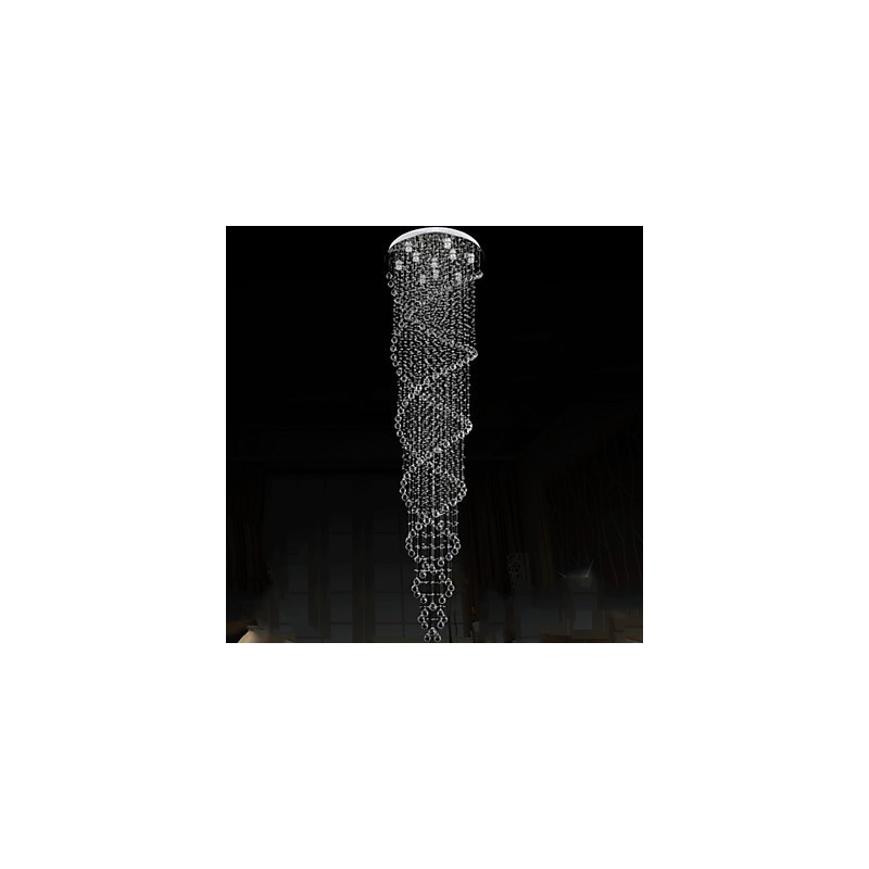 Lustre de plafond, lampe suspendue, luminaires avec cristal K9 à double spirale