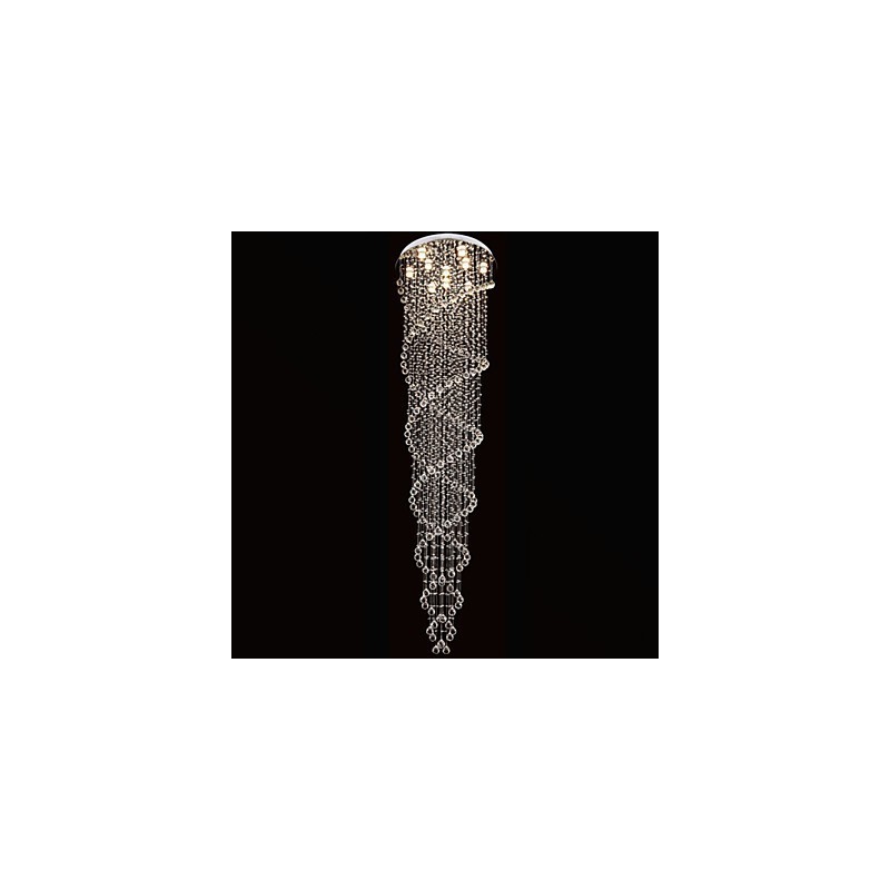 Lustre de plafond, lampe suspendue, luminaires avec cristal K9 à double spirale