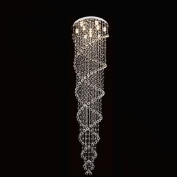 Lustre de plafond, lampe suspendue, luminaires avec cristal K9 à double spirale