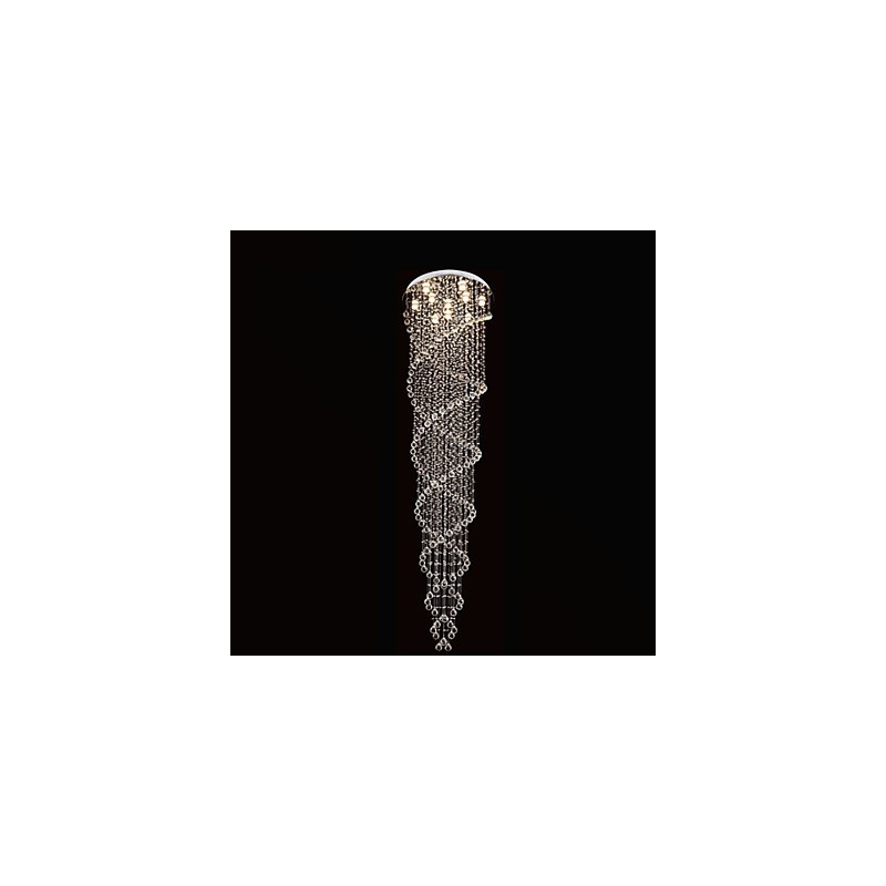 Lustre de plafond, lampe suspendue, luminaires avec cristal K9 à double spirale