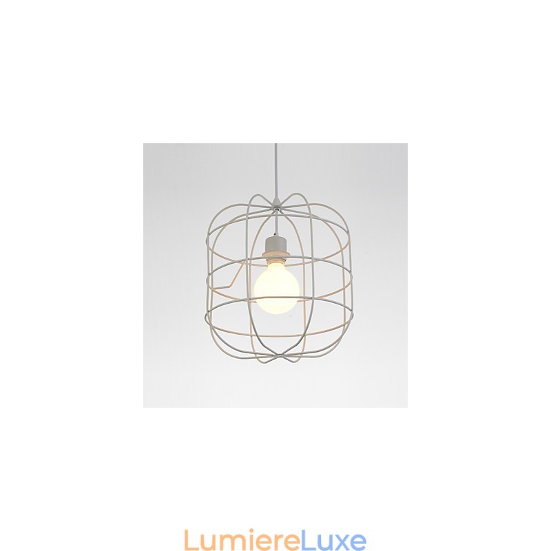 Mini suspension artistique en forme de cage à oiseaux, 1 lumière, finition moderne et simple, noir, blanc, métal, acier au carbone