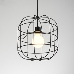 Mini suspension artistique en forme de cage à oiseaux, 1 lumière, finition moderne et simple, noir, blanc, métal, acier au carbone