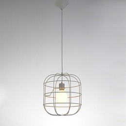 Mini suspension artistique en forme de cage à oiseaux, 1 lumière, finition moderne et simple, noir, blanc, métal, acier au carbone