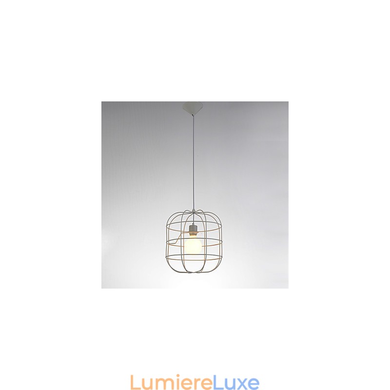 Mini suspension artistique en forme de cage à oiseaux, 1 lumière, finition moderne et simple, noir, blanc, métal, acier au carbone