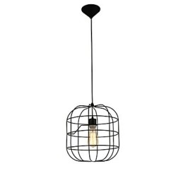 Mini suspension artistique en forme de cage à oiseaux, 1 lumière, finition moderne et simple, noir, blanc, métal, acier au carbone