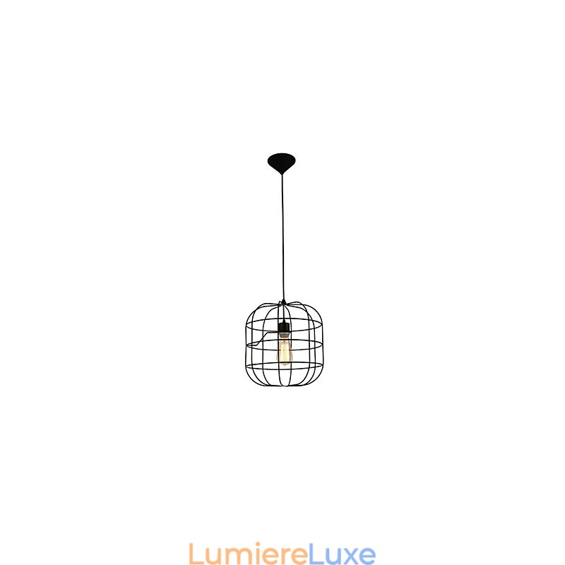 Mini suspension artistique en forme de cage à oiseaux, 1 lumière, finition moderne et simple, noir, blanc, métal, acier au carbone