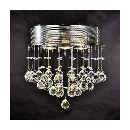 Plafonnier traditionnel classique en métal chromé et cristal Plafonnier traditionnel classique en métal chromé et cristal