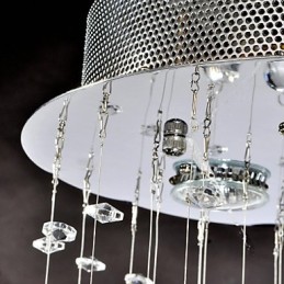 Plafonnier traditionnel classique en métal chromé et cristal