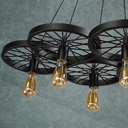 Suspension Loft Roue Lustre Rustique Vintage Rétro Campagne Salle à Manger Métal + Peinture