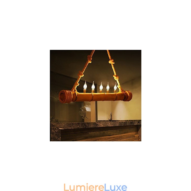 Lustre décoratif en bambou style nostalgique et pastoral