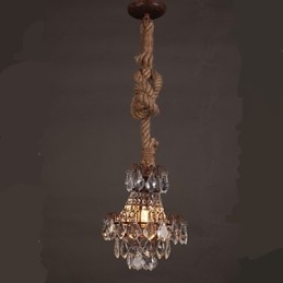 Lustre en cristal imitation vent industriel en chanvre de salon rétro
