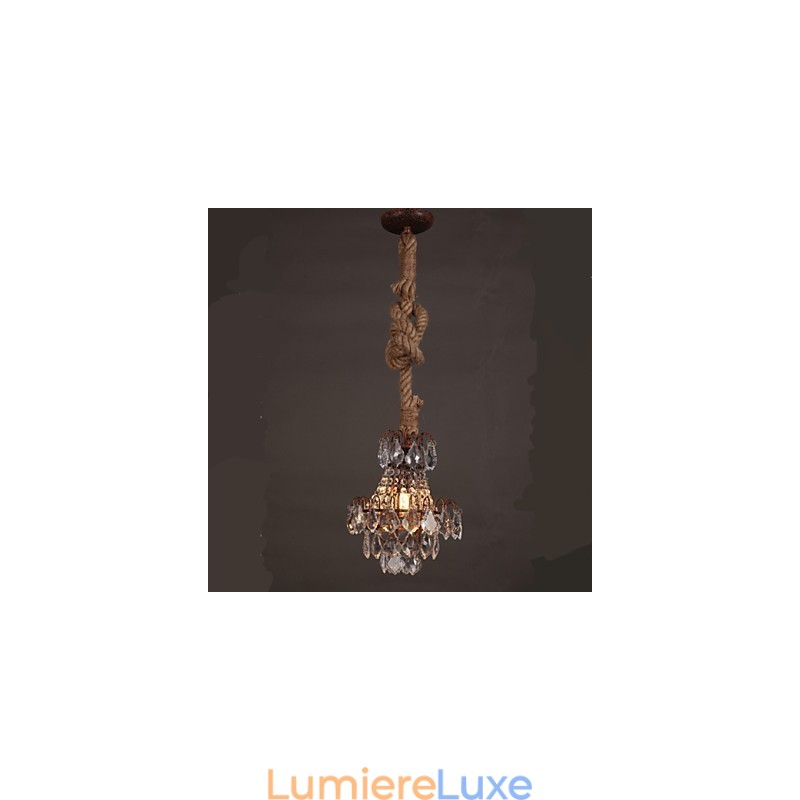 Lustre en cristal imitation vent industriel en chanvre de salon rétro