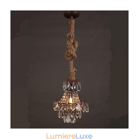 Lustre en cristal imitation vent industriel en chanvre de salon rétro Lustre en cristal imitation vent industriel en chanvre de salon rétro