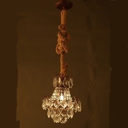 Lustre en cristal imitation vent industriel en chanvre de salon rétro