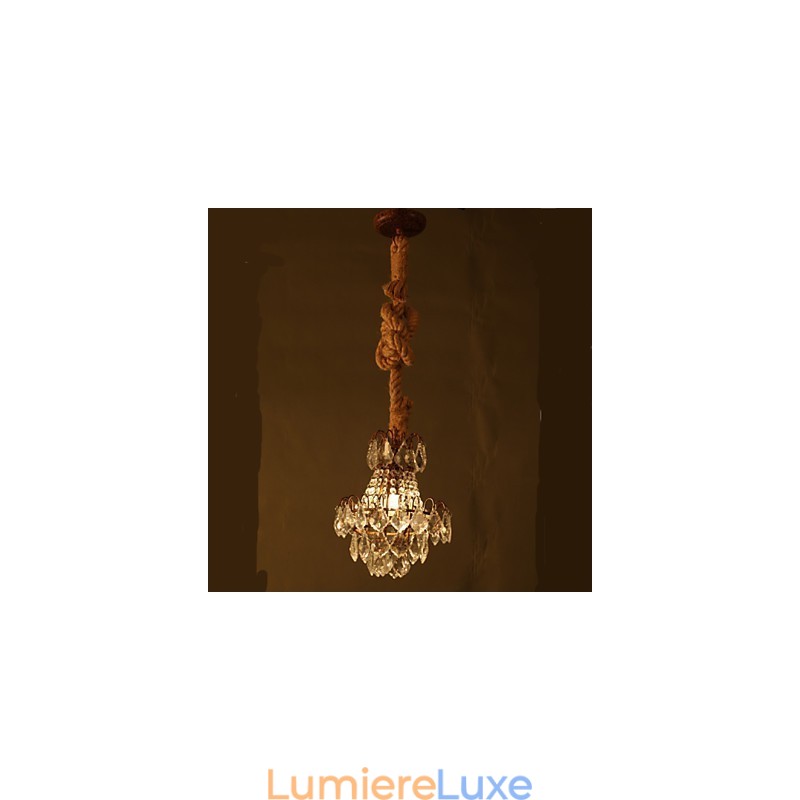 Lustre en cristal imitation vent industriel en chanvre de salon rétro
