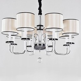 Lustre moderne contemporain en cristal et métal chromé