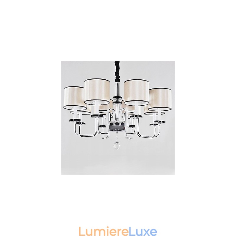 Lustre moderne contemporain en cristal et métal chromé
