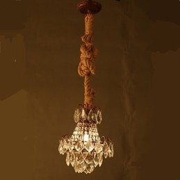 Lustre en cristal imitation vent industriel en chanvre de salon rétro