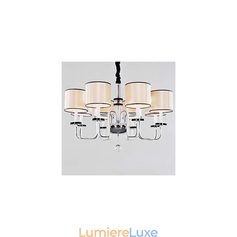 Lustre moderne contemporain en cristal et métal chromé