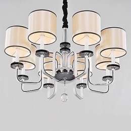 Lustre moderne contemporain en cristal et métal chromé