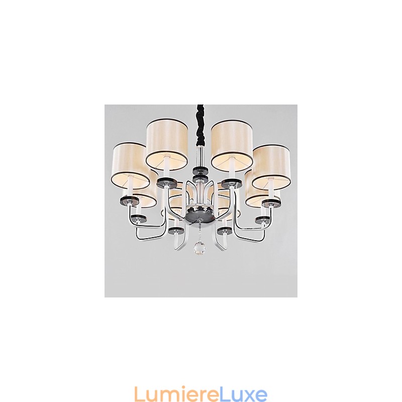 Lustre moderne contemporain en cristal et métal chromé