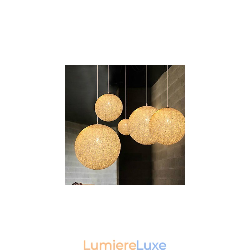 Lampe suspendue sphérique contemporaine et contractée en forme de boule de chanvre