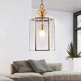 Suspension Country américaine de petite taille, tout en cuivre et verre simple