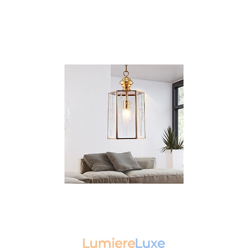 Suspension Country américaine de petite taille, tout en cuivre et verre simple