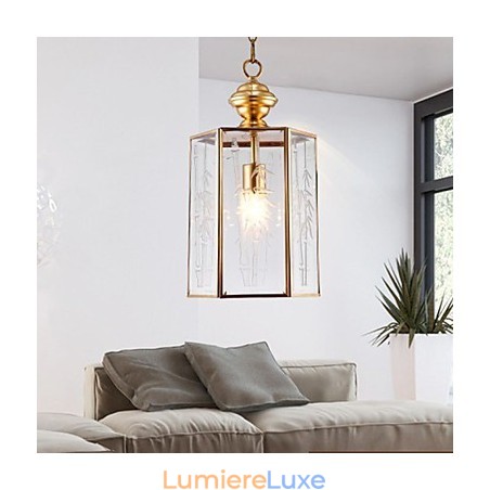 Suspension Country américaine de petite taille, tout en cuivre et verre simple Suspension Country américaine de petite taille, tout en cuivre et verre simple