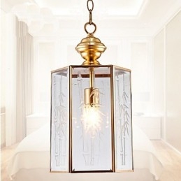 Suspension Country américaine de petite taille, tout en cuivre et verre simple