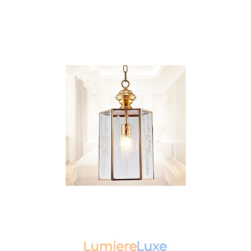 Suspension Country américaine de petite taille, tout en cuivre et verre simple