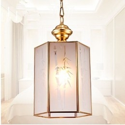 Suspension Country américaine de petite taille, tout en cuivre et verre simple