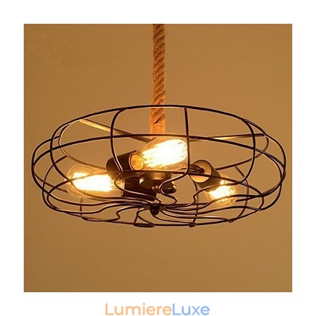 Lustre industriel créatif en corde de fer américain vintage Lustre industriel créatif en corde de fer américain vintage