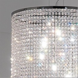 Suspension moderne contemporaine en cristal et métal