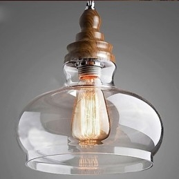 Suspension en bois et cristal de style vintage (diamètre 24 cm)