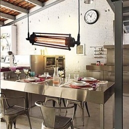 Lustre rétro style loft, suspension classique vintage, luminaire en métal rustique