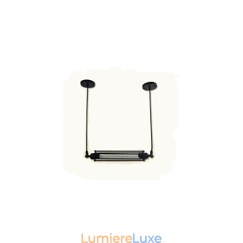 Lustre rétro style loft, suspension classique vintage, luminaire en métal rustique