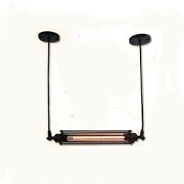Lustre rétro style loft, suspension classique vintage, luminaire en métal rustique