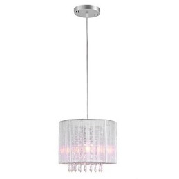 Lustre en cristal et tissu argenté