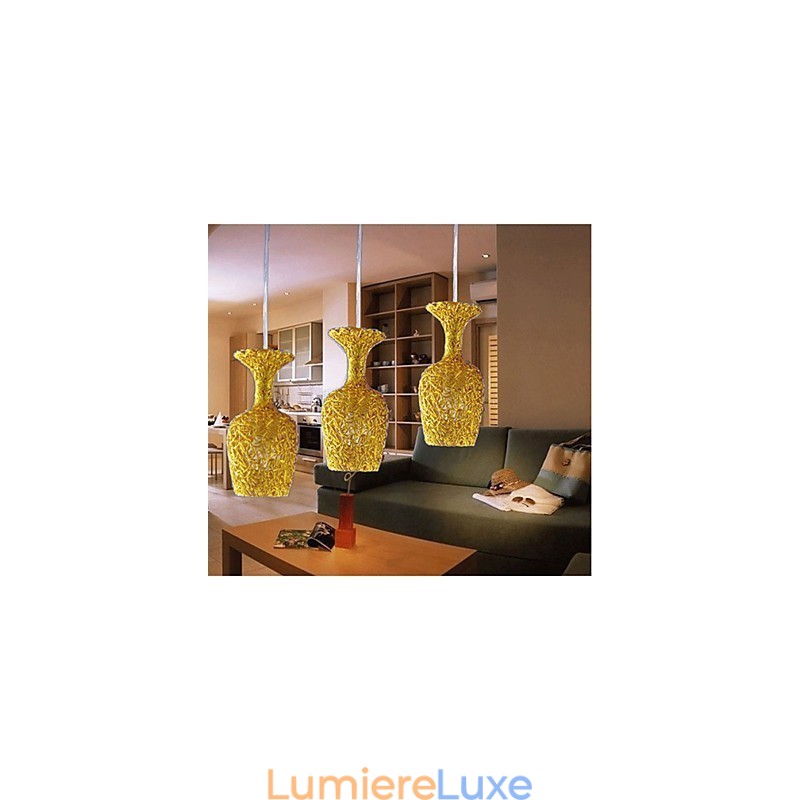 Lustre en aluminium tissé avec trois lampes frontales Apple