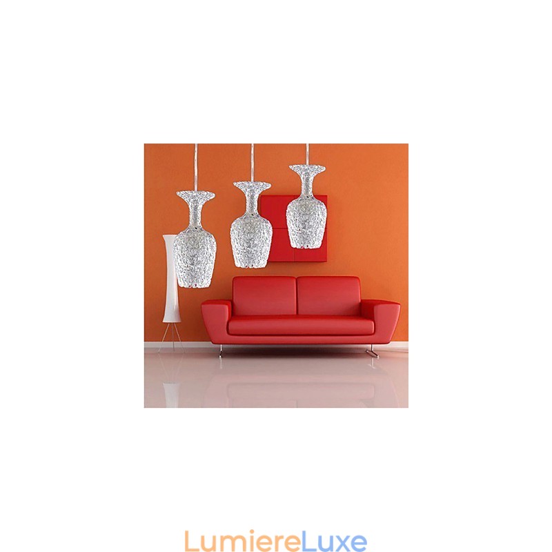 Lustre en aluminium tissé avec trois lampes frontales Apple