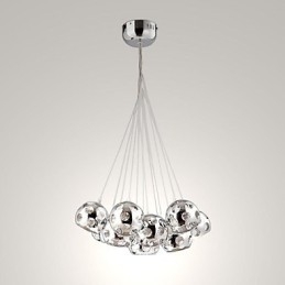 Suspension Globe moderne et contemporaine en métal chromé