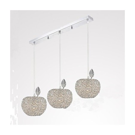 Lustre en aluminium tissé avec trois lampes frontales Apple Lustre en aluminium tissé avec trois lampes frontales Apple