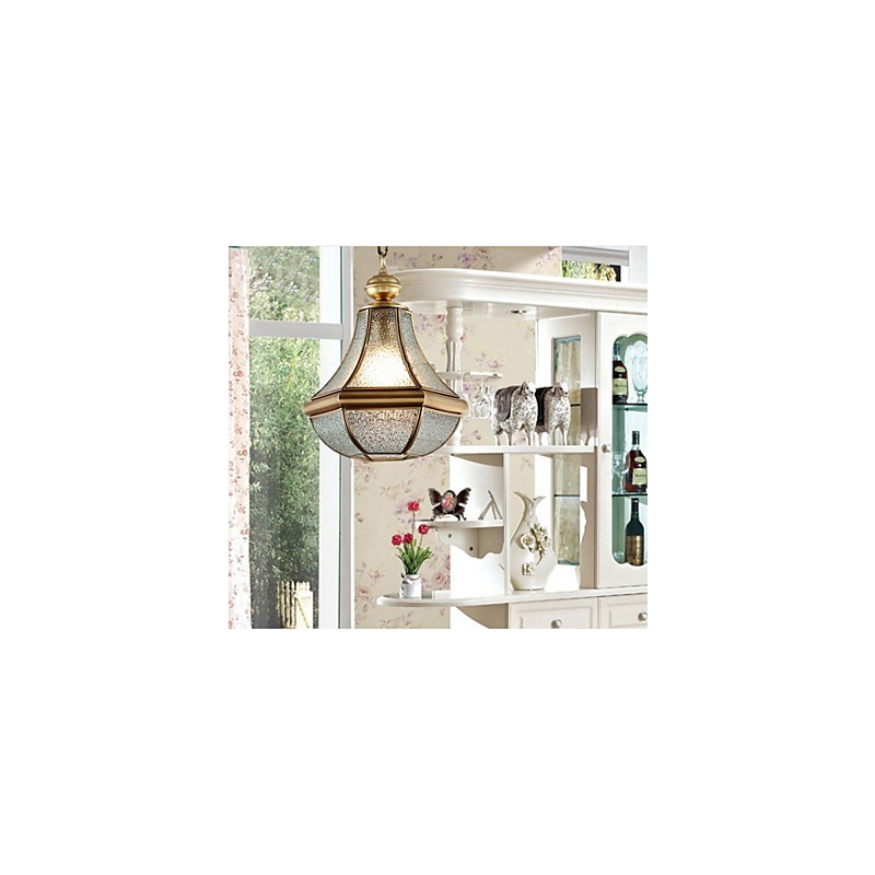 Suspension Country américaine de petite taille, tout en cuivre et verre simple