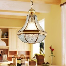 Suspension Country américaine de petite taille, tout en cuivre et verre simple