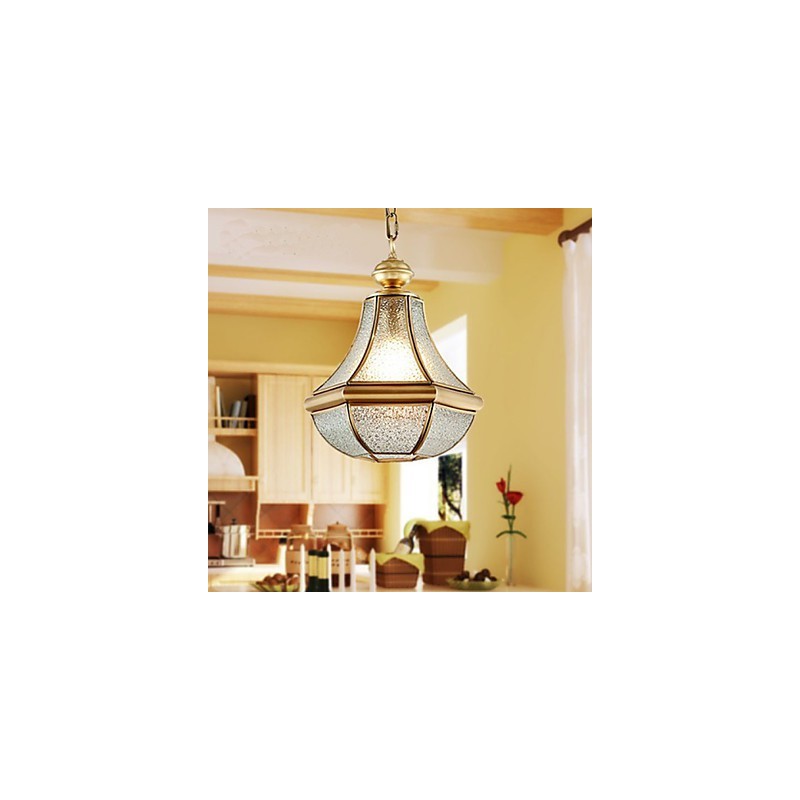 Suspension Country américaine de petite taille, tout en cuivre et verre simple