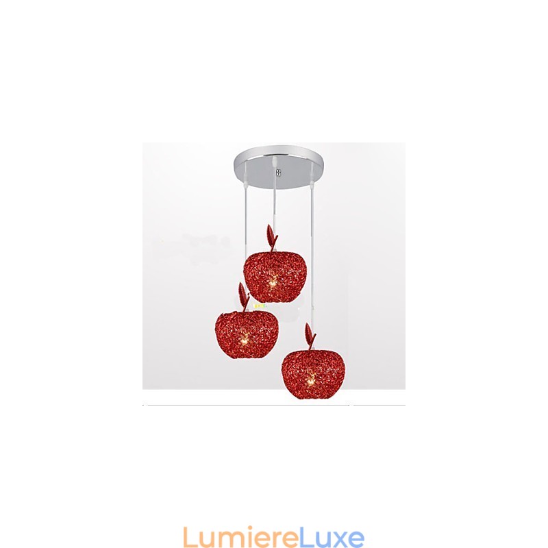 Lustre en aluminium tissé avec lampe à trois têtes Apple A