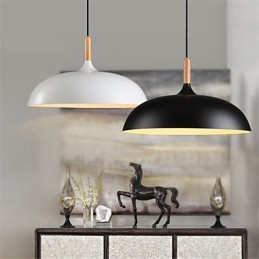 Lampe suspendue rétro en bois et métal pour café