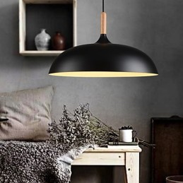 Lampe suspendue rétro en bois et métal pour café